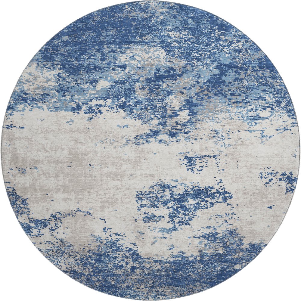 Premium Machine Washable Mayfield AMF1027 Navy 8' x 8' Round Rug. Picture 1