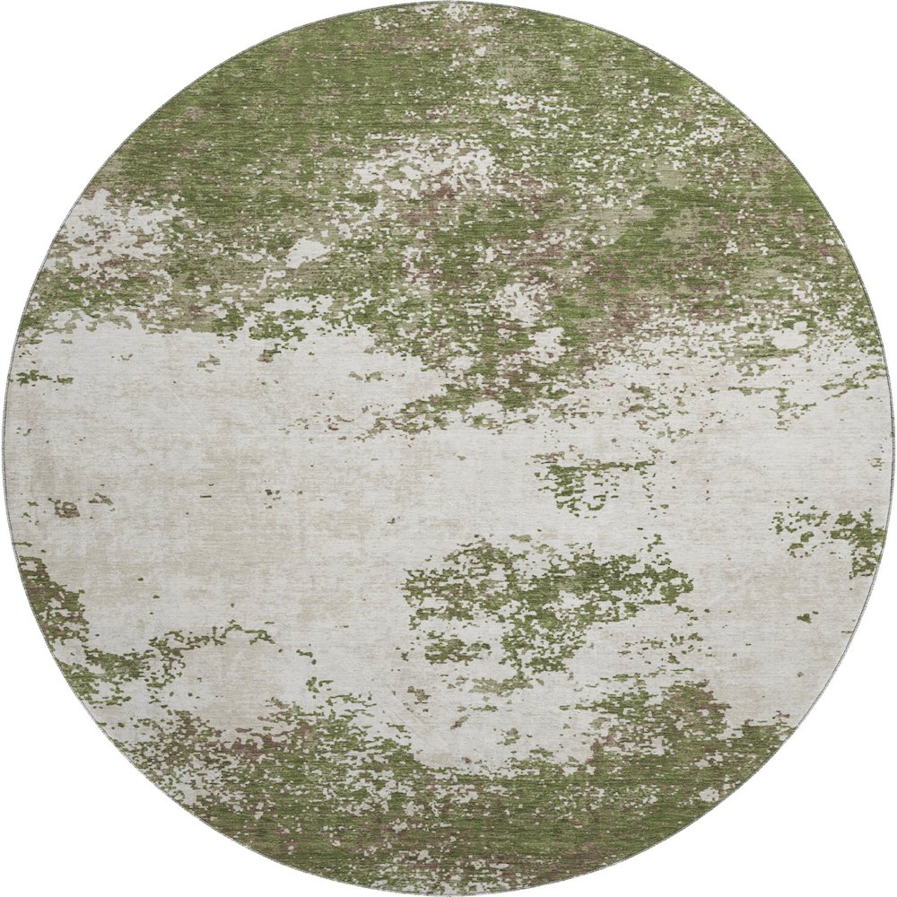 Premium Machine Washable Mayfield AMF1027 Olive 8' x 8' Round Rug. Picture 1