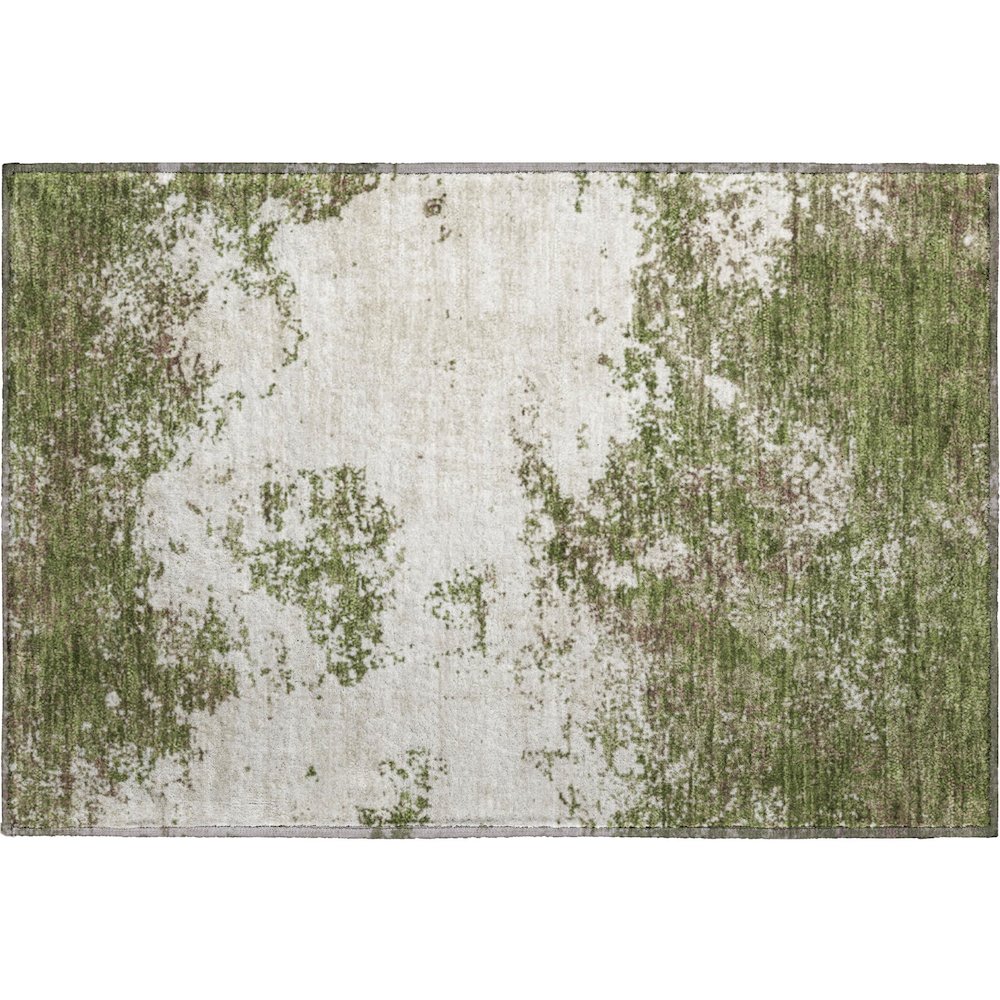 Premium Machine Washable Mayfield AMF1027 Olive 1'8" x 2'6" Rug. Picture 1