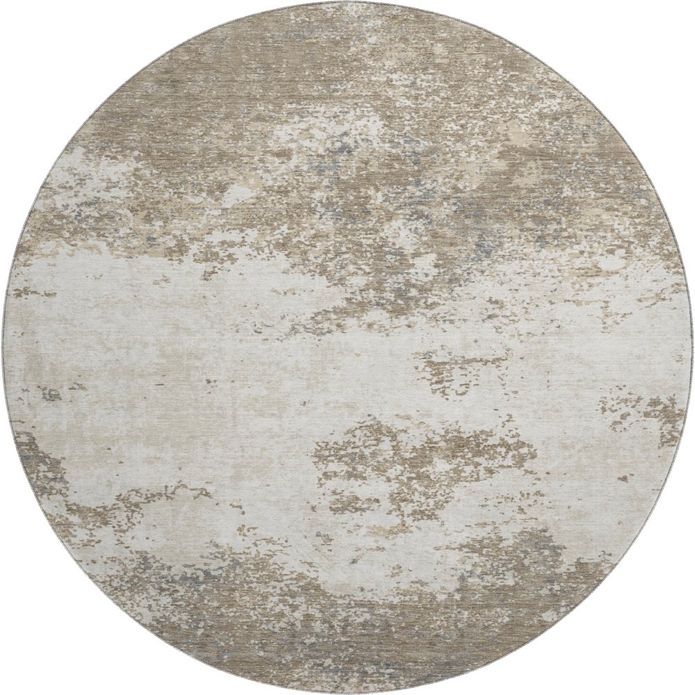 Premium Machine Washable Mayfield AMF1027 Taupe 8' x 8' Round Rug. Picture 1