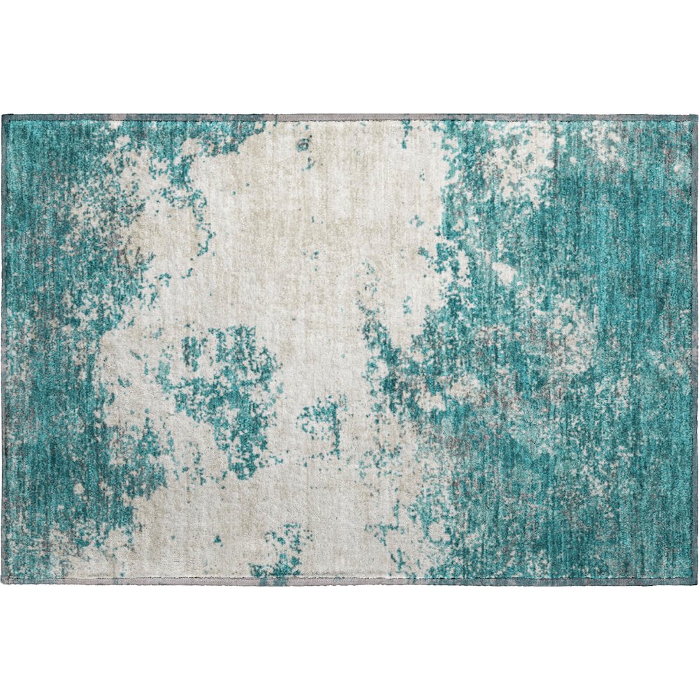 Premium Machine Washable Mayfield AMF1027 Teal 1'8" x 2'6" Rug. Picture 1