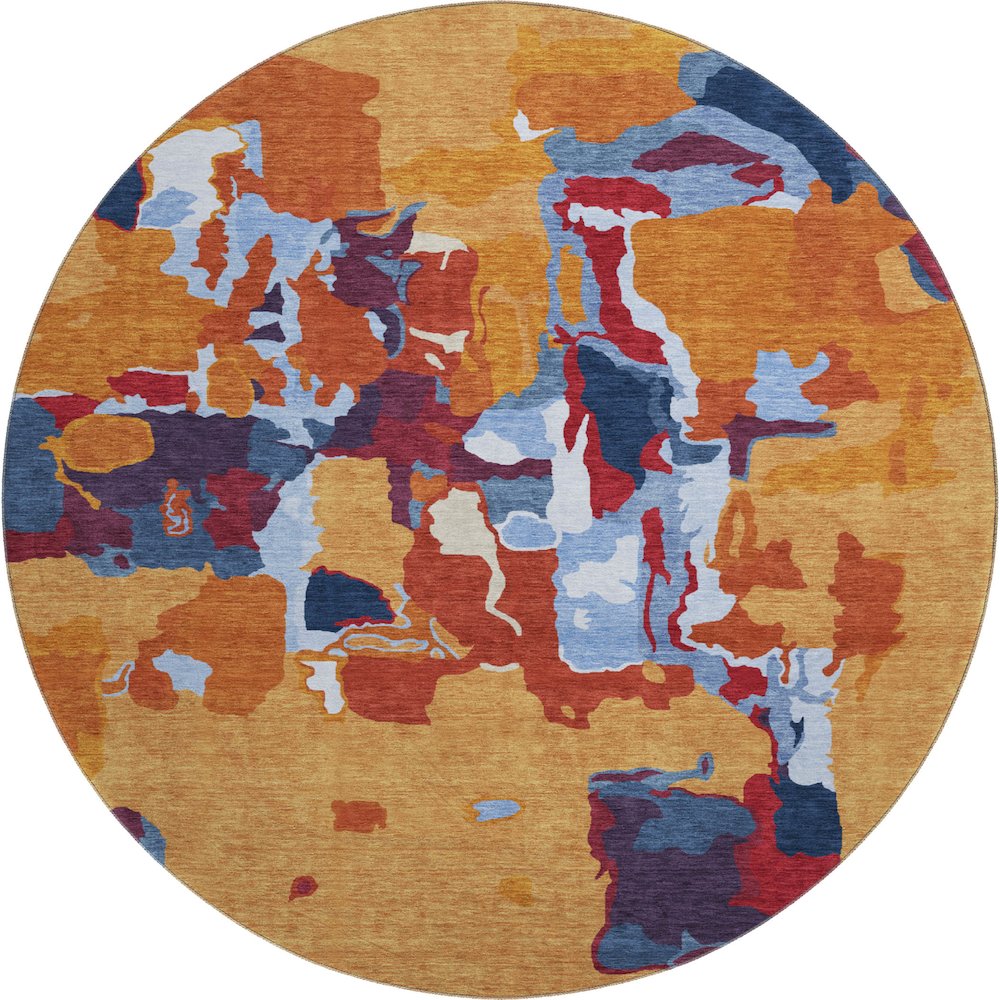 Premium Machine Washable Mayfield AMF1028 Copper 8' x 8' Round Rug. Picture 1
