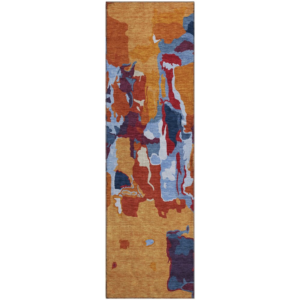 Premium Machine Washable Mayfield AMF1028 Copper 2'3" x 7'6" Runner Rug. Picture 1