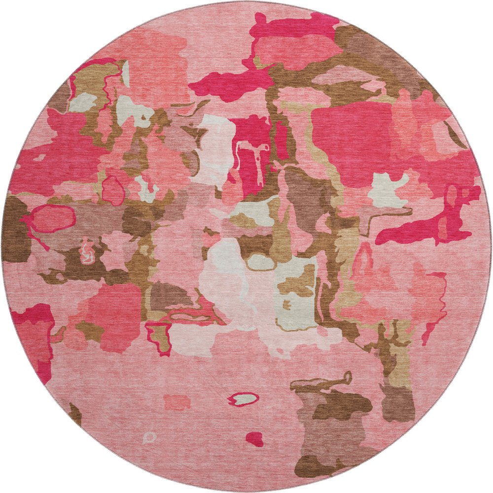 Premium Machine Washable Mayfield AMF1028 Coral 8' x 8' Round Rug. Picture 1