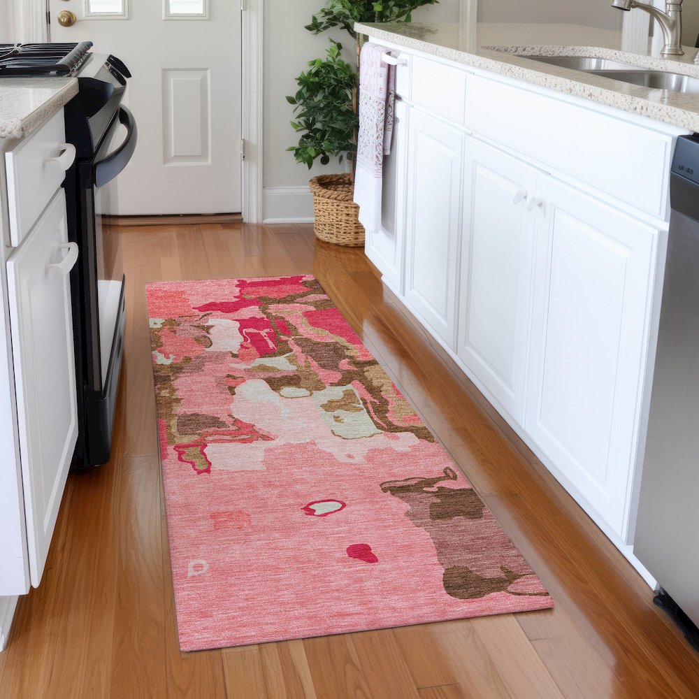 Premium Machine Washable Mayfield AMF1028 Coral 2'3" x 7'6" Runner Rug. Picture 5