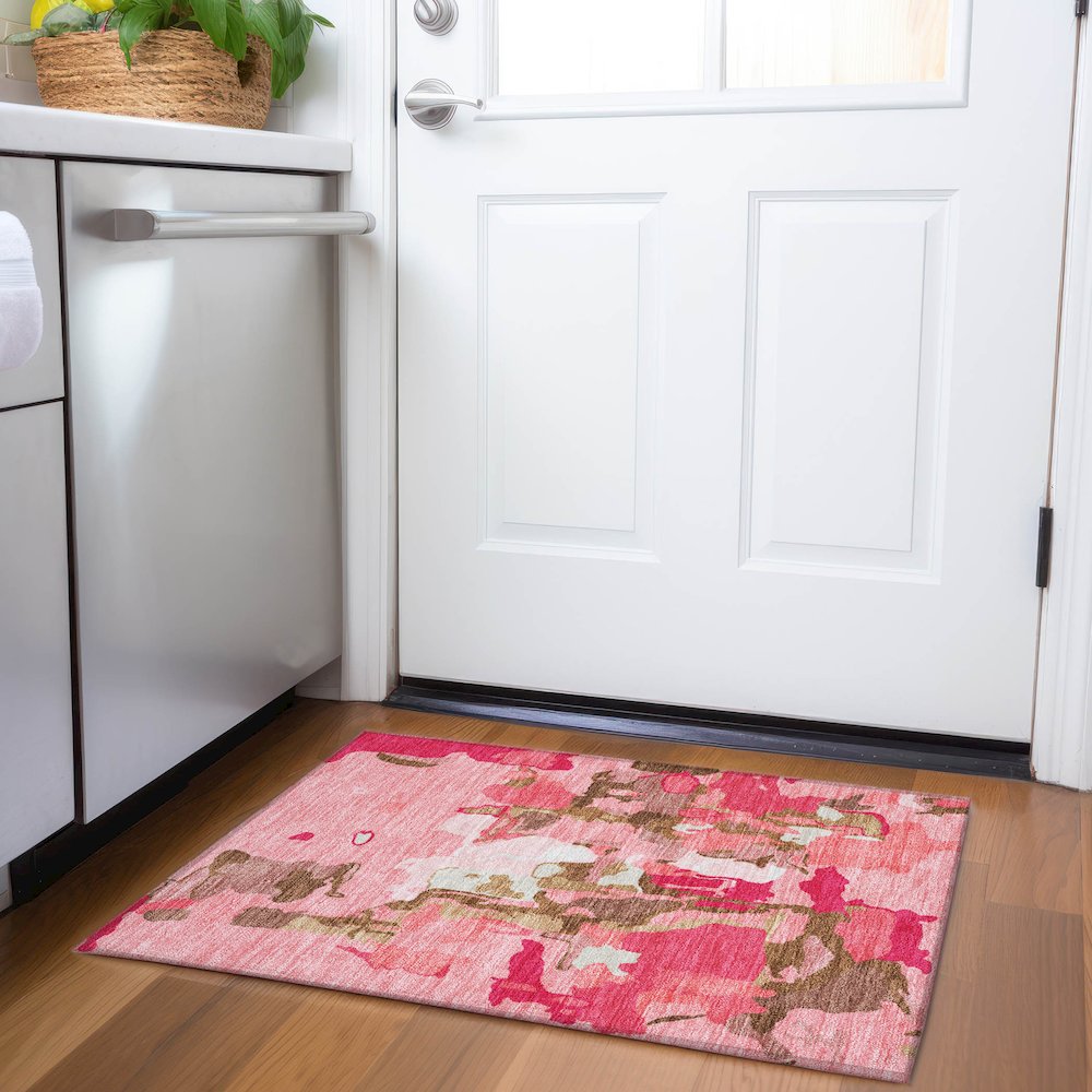 Premium Machine Washable Mayfield AMF1028 Coral 1'8" x 2'6" Rug. Picture 5