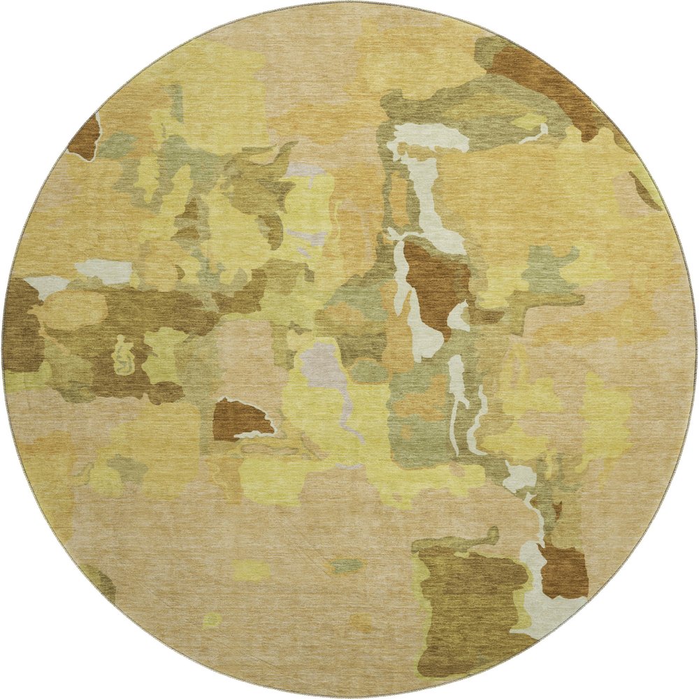 Premium Machine Washable Mayfield AMF1028 Gold 8' x 8' Round Rug. Picture 1