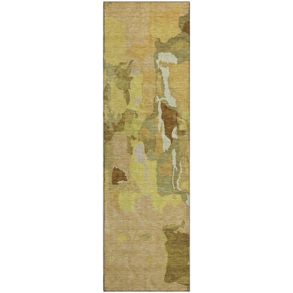 Premium Machine Washable Mayfield AMF1028 Gold 2'3" x 7'6" Runner Rug. Picture 1