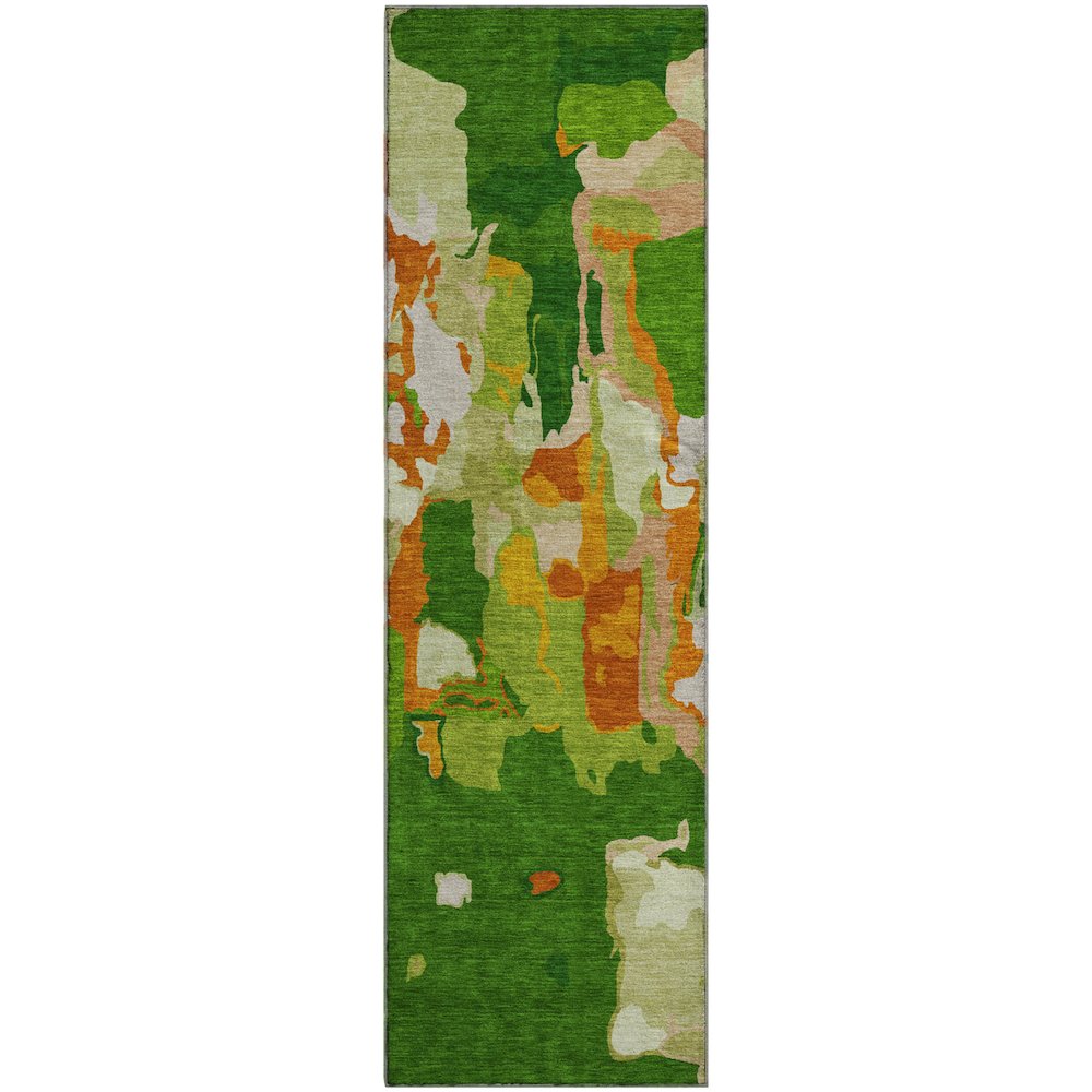 Premium Machine Washable Mayfield AMF1028 Green 2'3" x 7'6" Runner Rug. Picture 1
