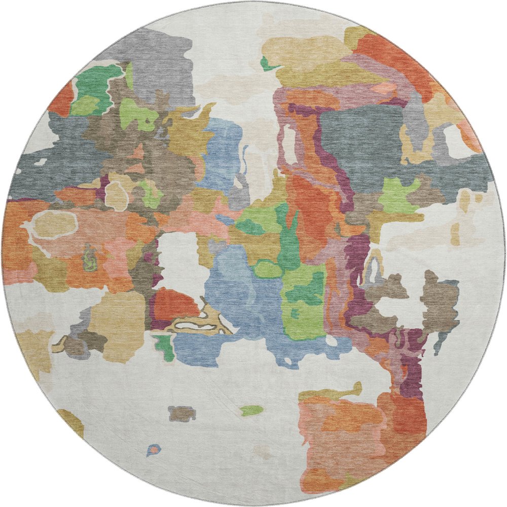 Premium Machine Washable Mayfield AMF1028 Ivory 8' x 8' Round Rug. Picture 1