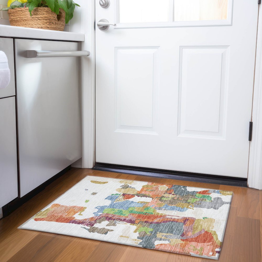 Premium Machine Washable Mayfield AMF1028 Ivory 1'8" x 2'6" Rug. Picture 5