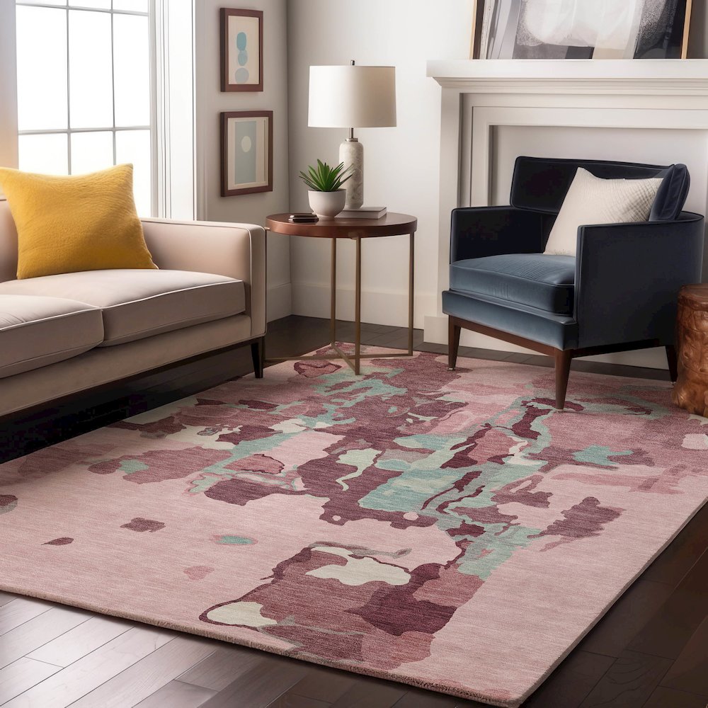 Premium Machine Washable Mayfield AMF1028 Pink 2'6" x 3'10" Rug. Picture 5