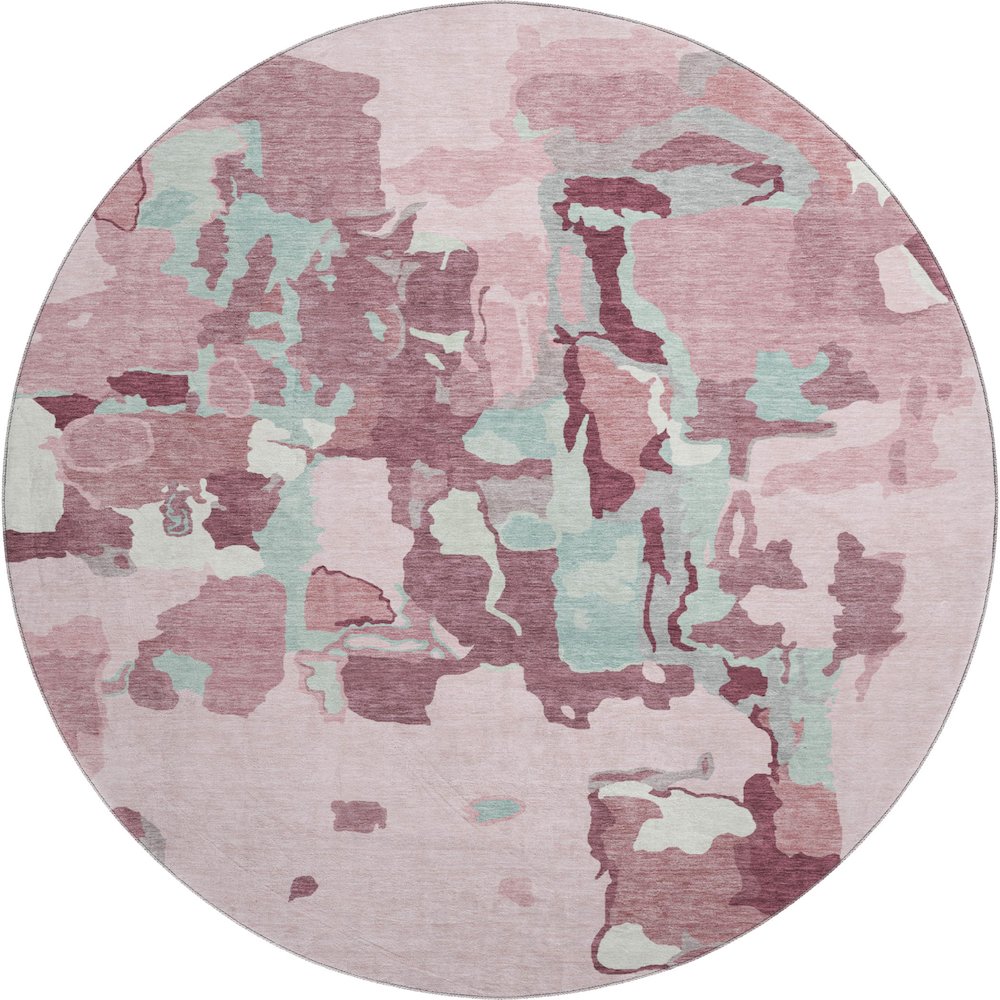 Premium Machine Washable Mayfield AMF1028 Pink 8' x 8' Round Rug. Picture 1