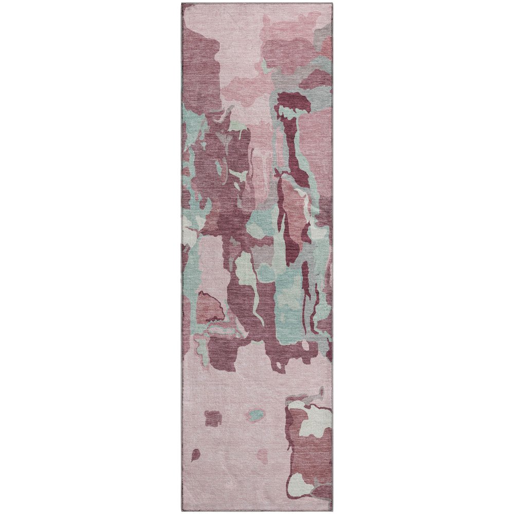 Premium Machine Washable Mayfield AMF1028 Pink 2'3" x 7'6" Runner Rug. Picture 1