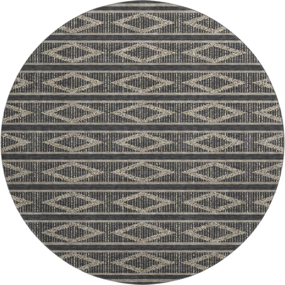 Premium Machine Washable Mayfield AMF1029 Black 8' x 8' Round Rug. Picture 1