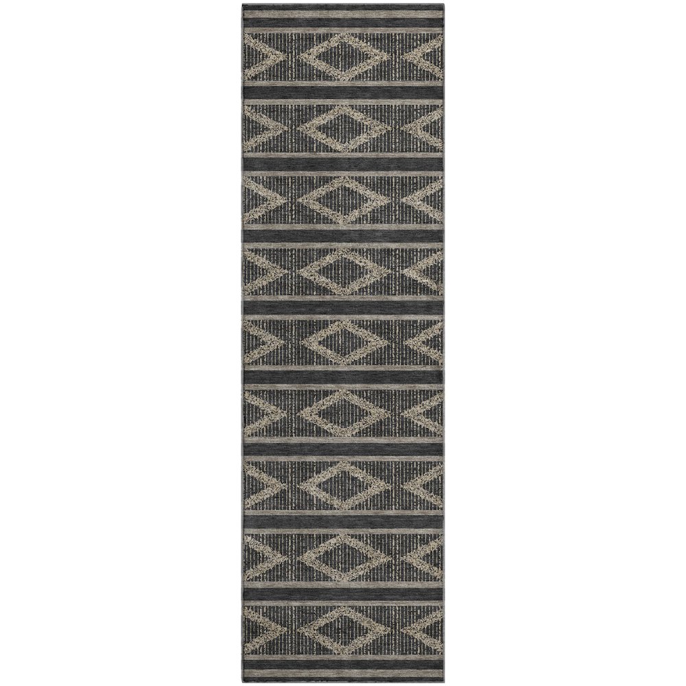 Premium Machine Washable Mayfield AMF1029 Black 2'3" x 7'6" Runner Rug. Picture 1