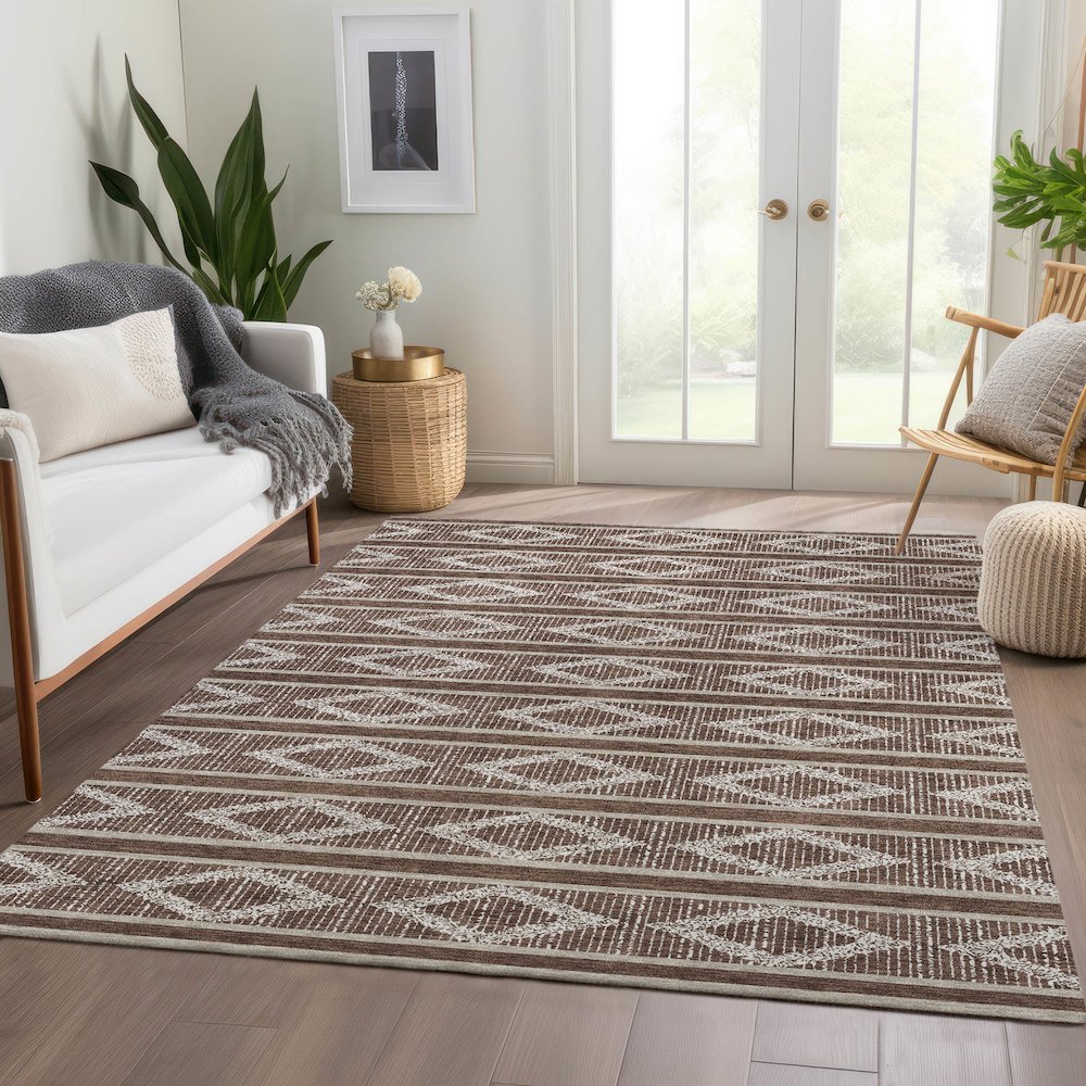 Premium Machine Washable Mayfield AMF1029 Brown 2'6" x 3'10" Rug. Picture 6