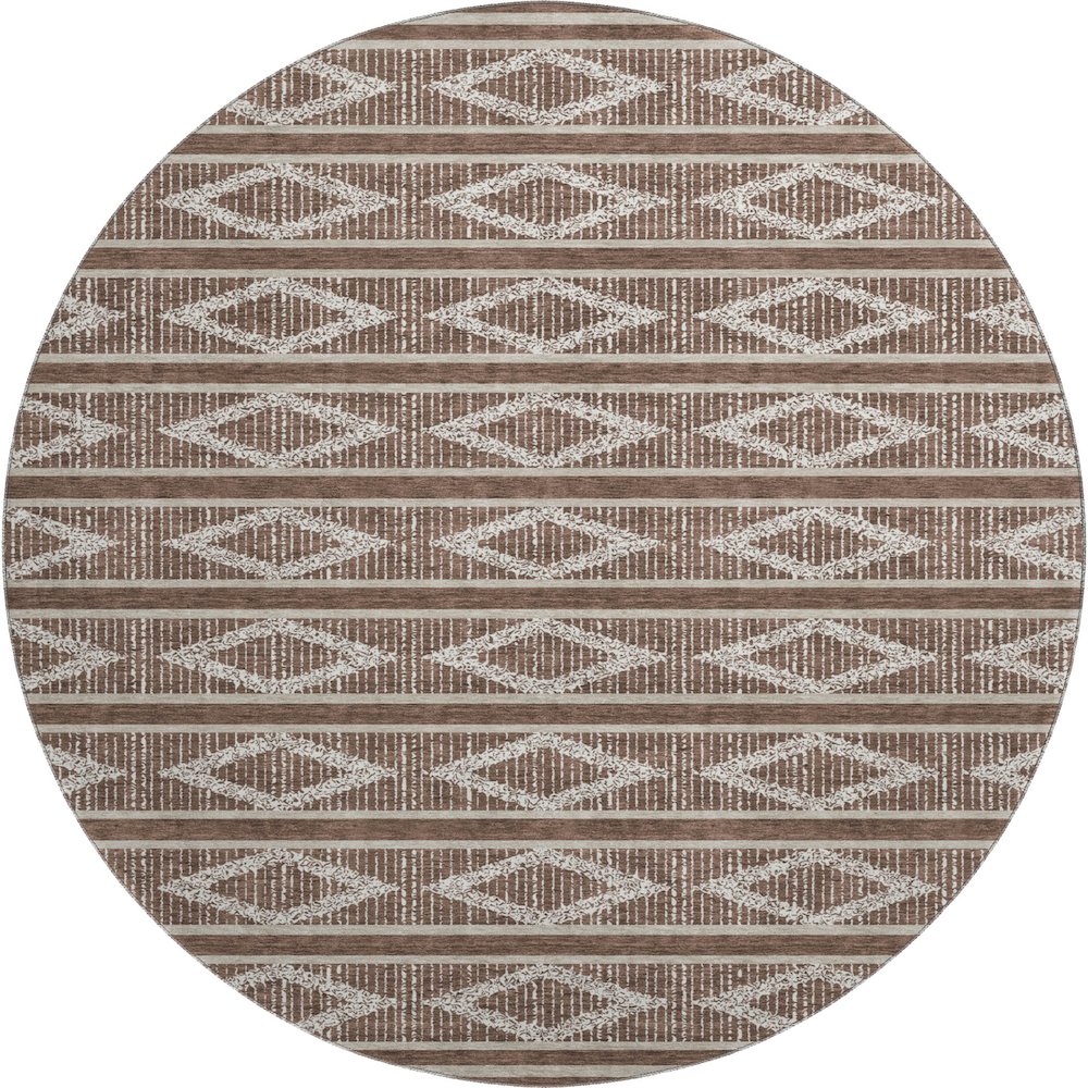 Premium Machine Washable Mayfield AMF1029 Brown 8' x 8' Round Rug. Picture 1