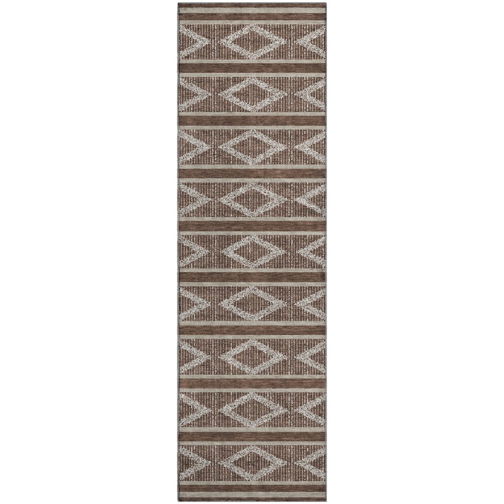 Premium Machine Washable Mayfield AMF1029 Brown 2'3" x 7'6" Runner Rug. Picture 1