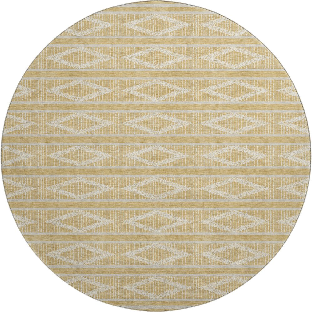 Premium Machine Washable Mayfield AMF1029 Gold 8' x 8' Round Rug. Picture 1