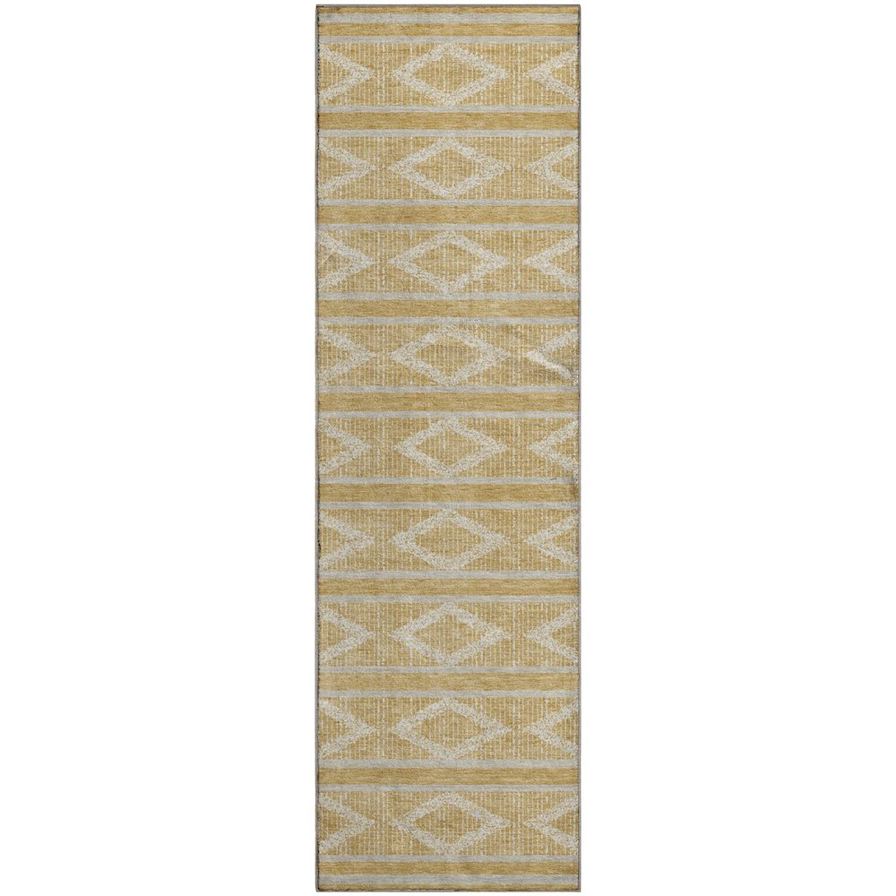 Premium Machine Washable Mayfield AMF1029 Gold 2'3" x 7'6" Runner Rug. Picture 1