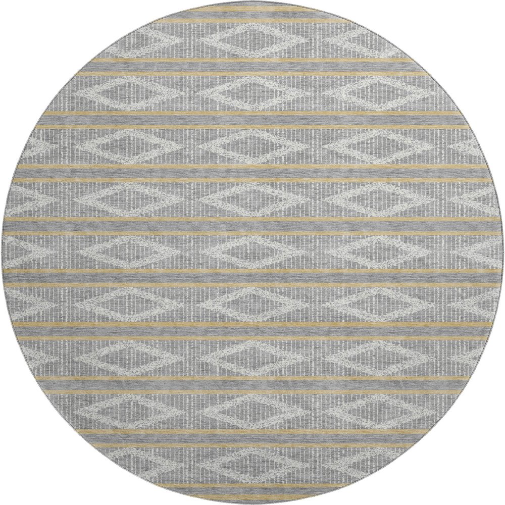 Premium Machine Washable Mayfield AMF1029 Gray 8' x 8' Round Rug. Picture 1