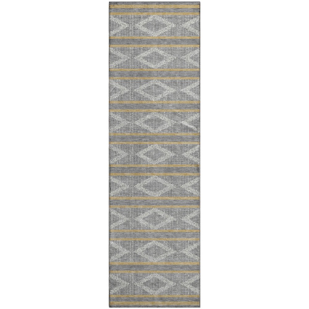Premium Machine Washable Mayfield AMF1029 Gray 2'3" x 7'6" Runner Rug. Picture 1