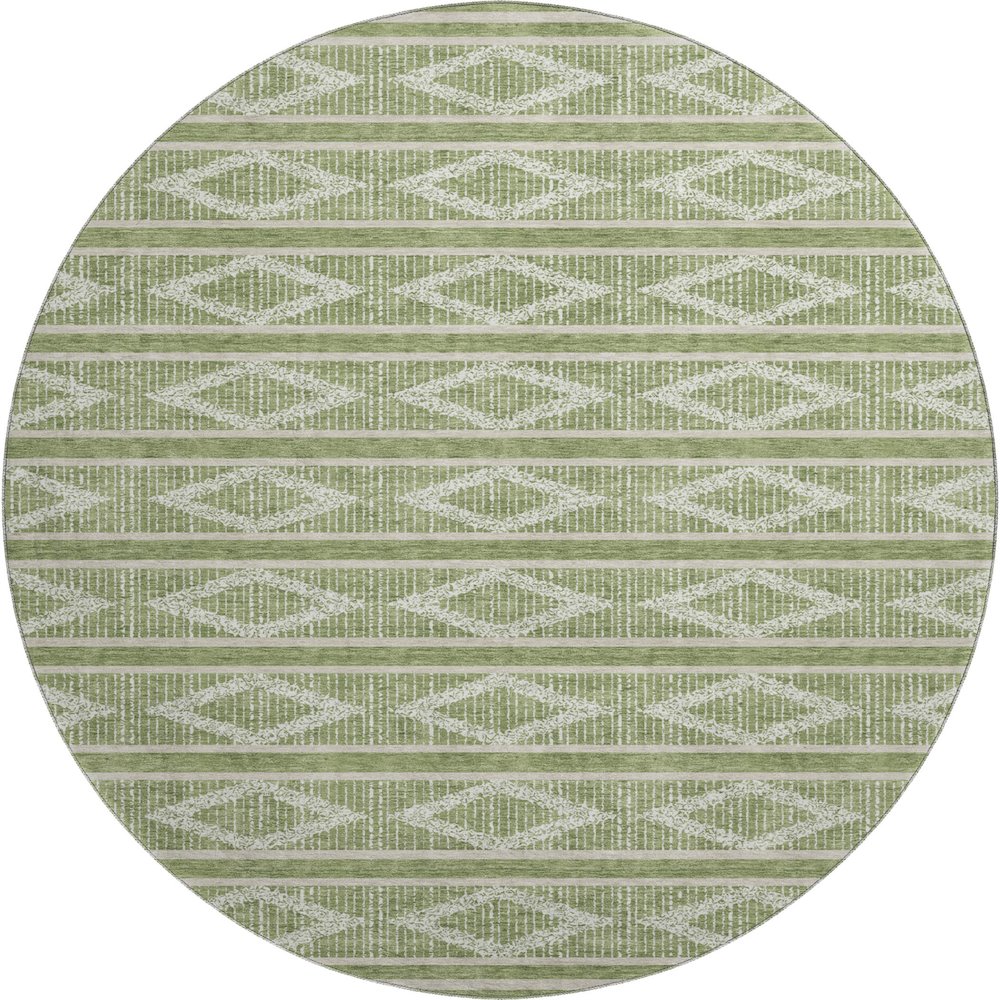 Premium Machine Washable Mayfield AMF1029 Green 8' x 8' Round Rug. Picture 1