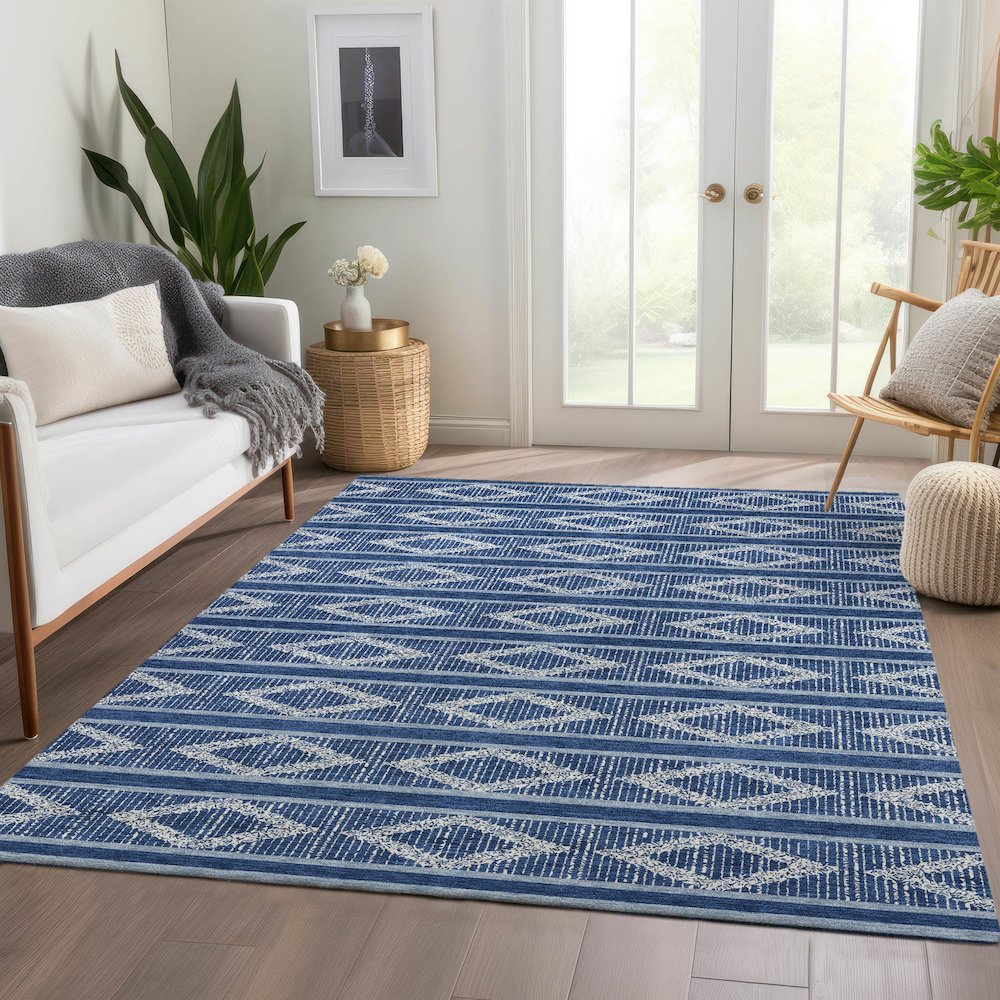 Premium Machine Washable Mayfield AMF1029 Navy 2'6" x 3'10" Rug. Picture 6