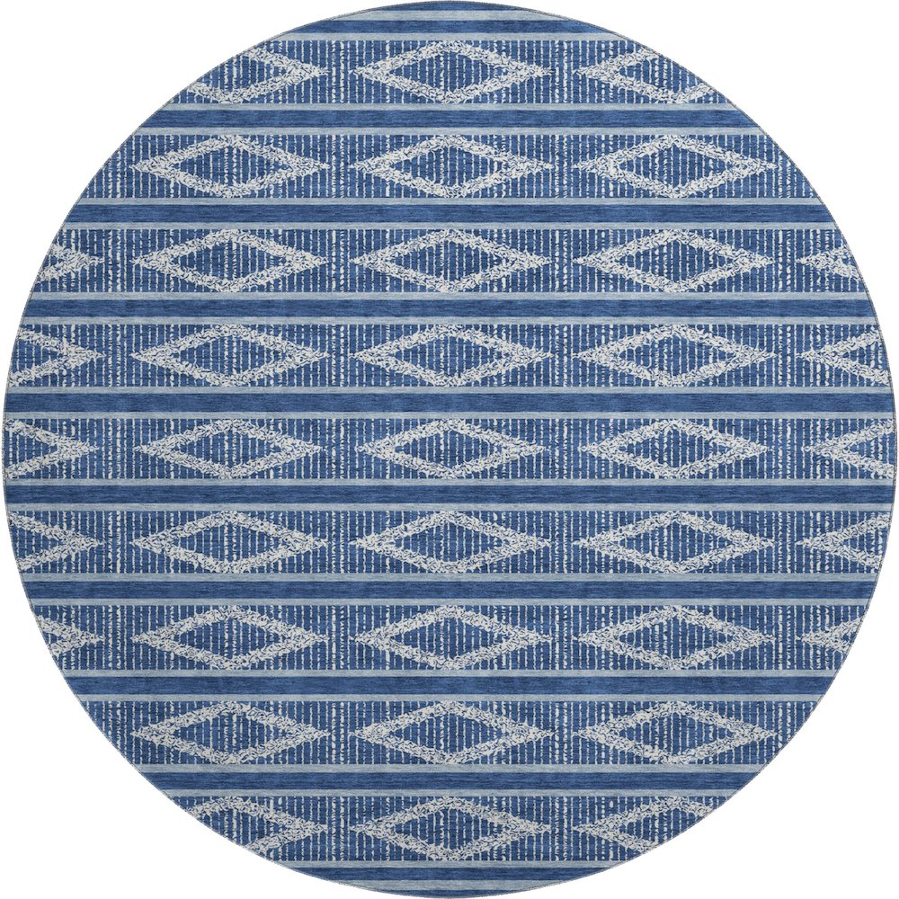 Premium Machine Washable Mayfield AMF1029 Navy 8' x 8' Round Rug. Picture 1