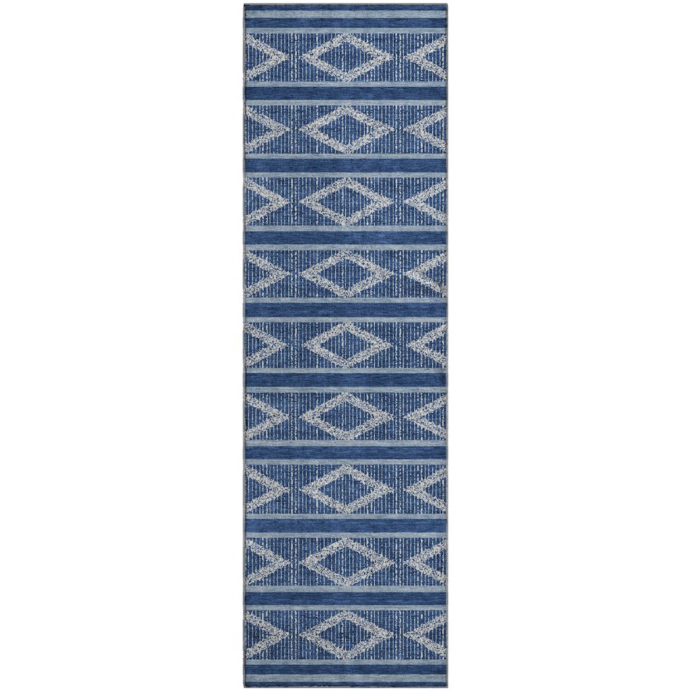 Premium Machine Washable Mayfield AMF1029 Navy 2'3" x 7'6" Runner Rug. Picture 1
