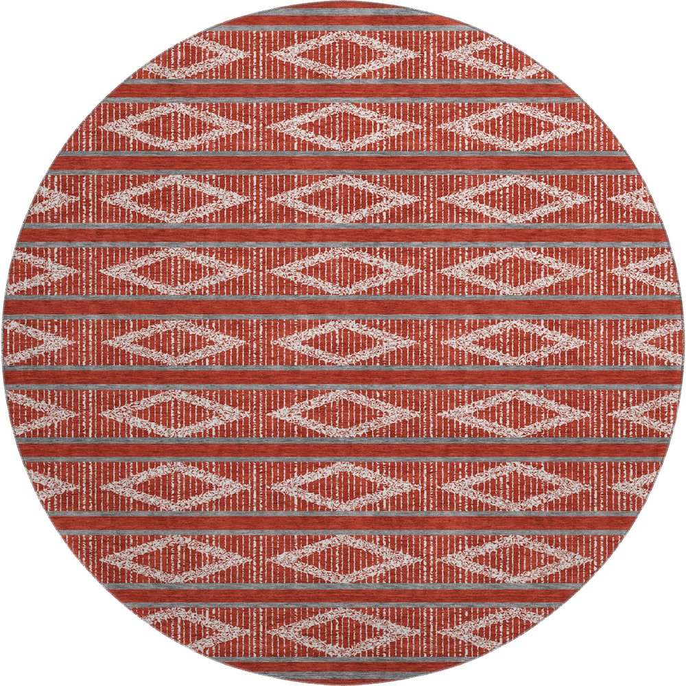 Premium Machine Washable Mayfield AMF1029 Red 8' x 8' Round Rug. Picture 1