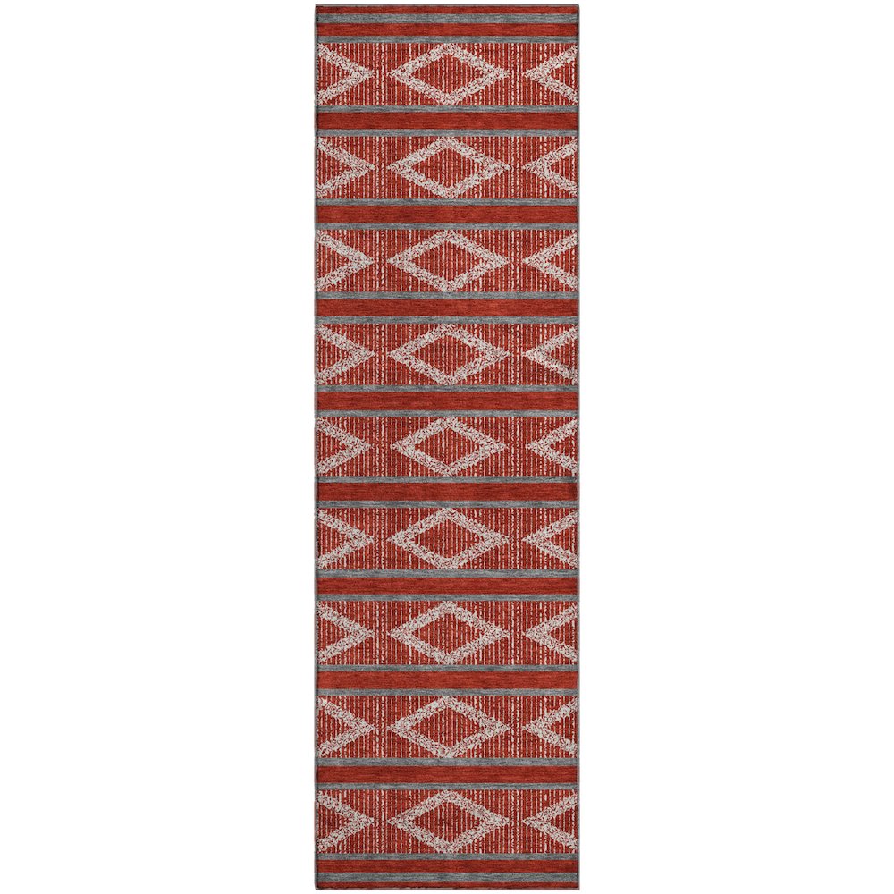 Premium Machine Washable Mayfield AMF1029 Red 2'3" x 7'6" Runner Rug. Picture 1