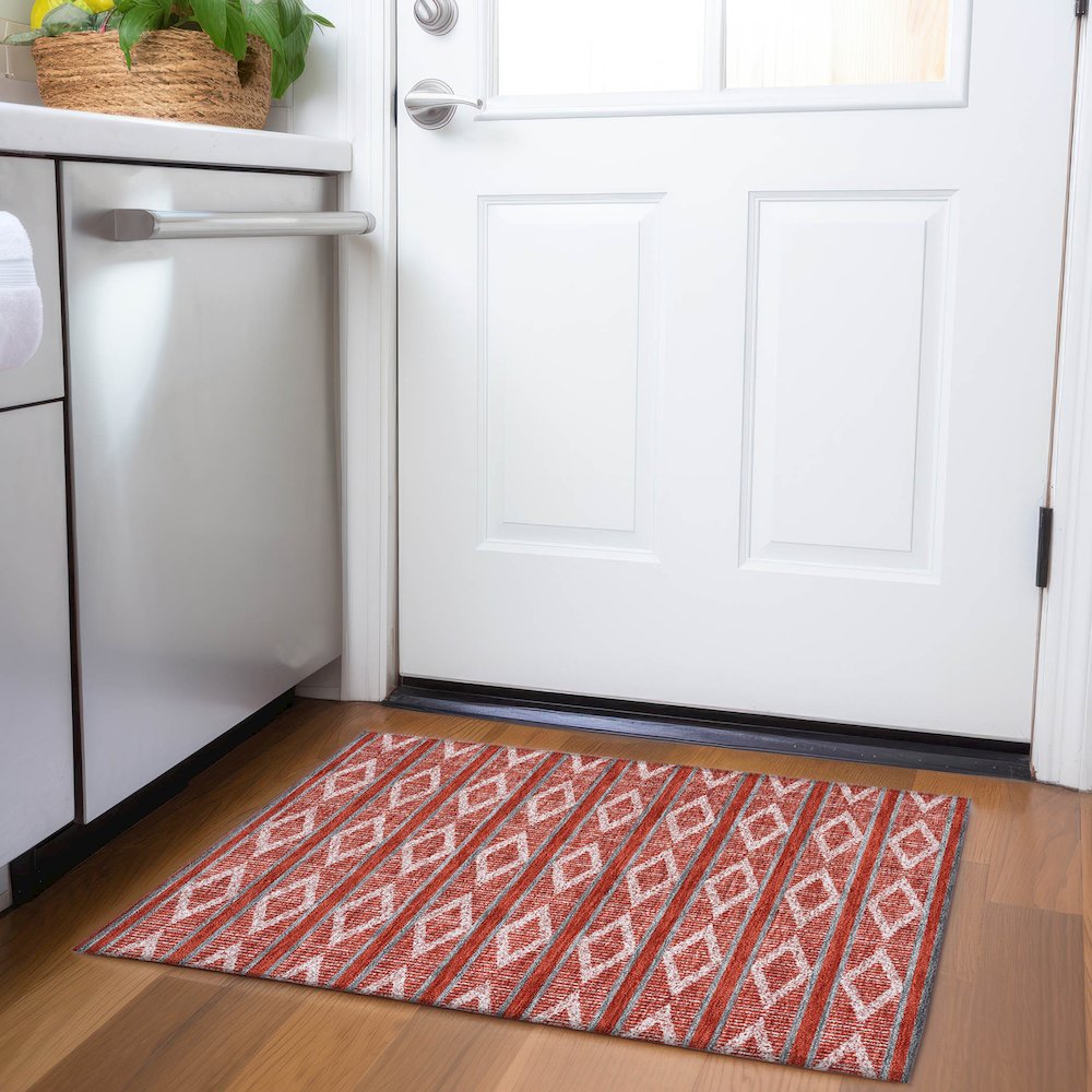 Premium Machine Washable Mayfield AMF1029 Red 1'8" x 2'6" Rug. Picture 5