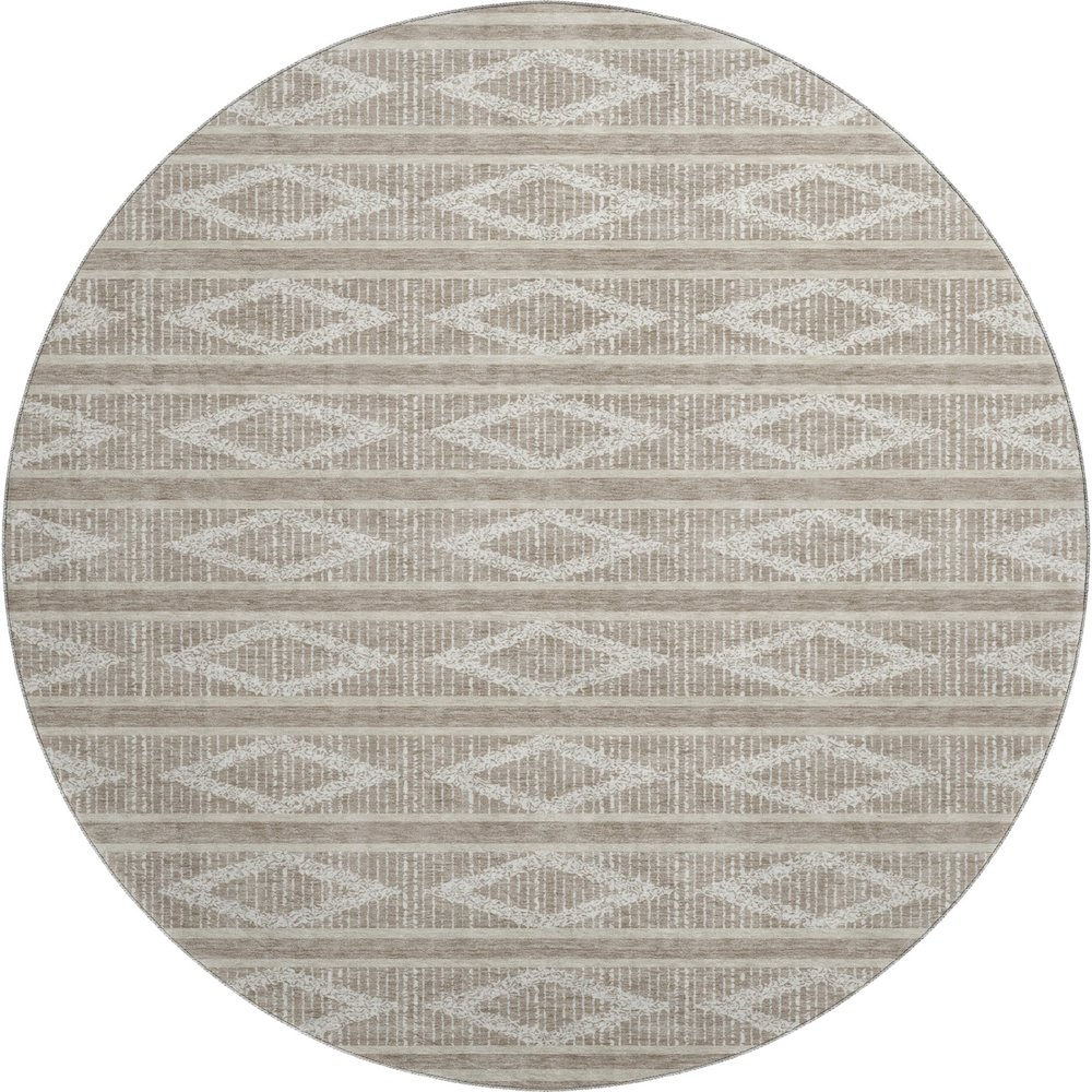 Premium Machine Washable Mayfield AMF1029 Taupe 8' x 8' Round Rug. Picture 1