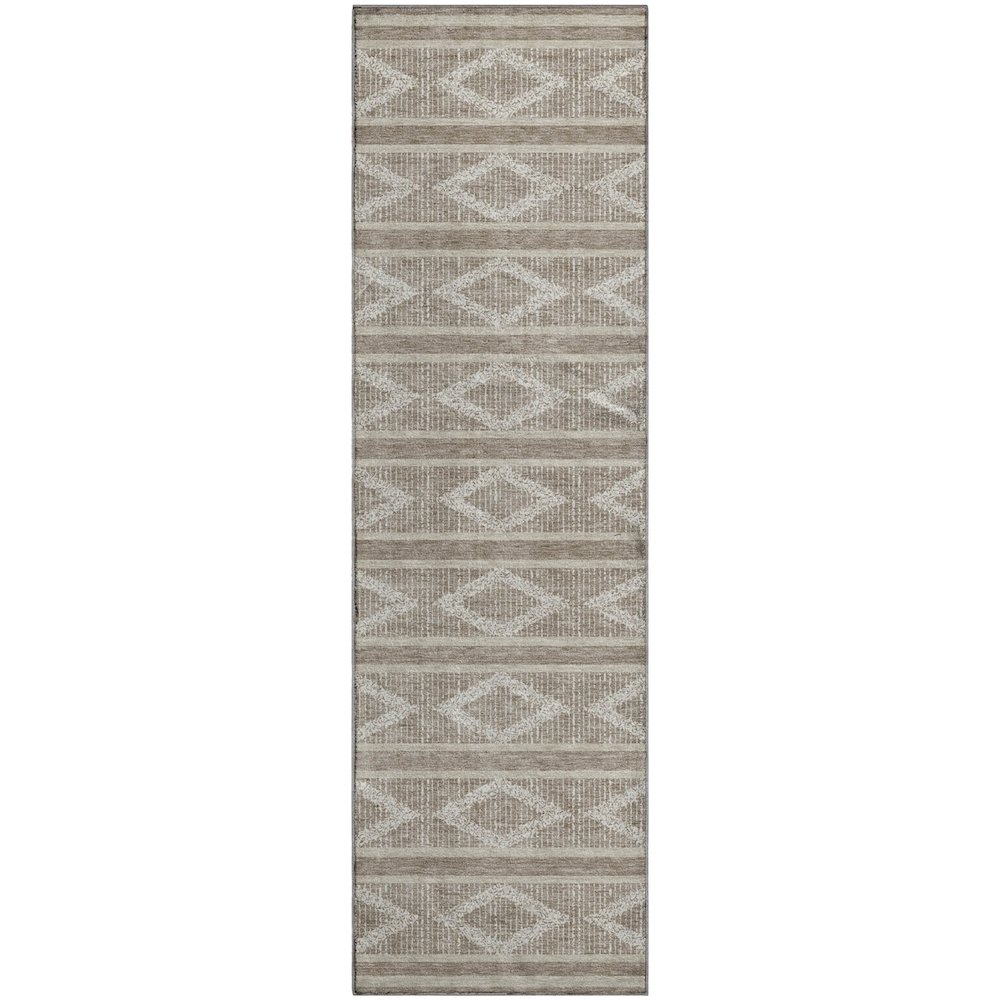 Premium Machine Washable Mayfield AMF1029 Taupe 2'3" x 7'6" Runner Rug. Picture 1