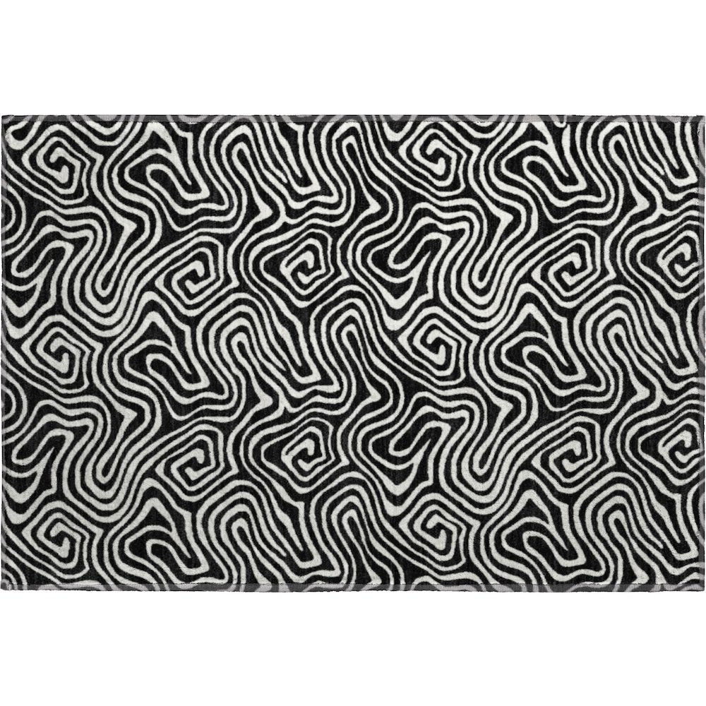 Premium Machine Washable Mayfield AMF1030 Black 1'8" x 2'6" Rug. Picture 1