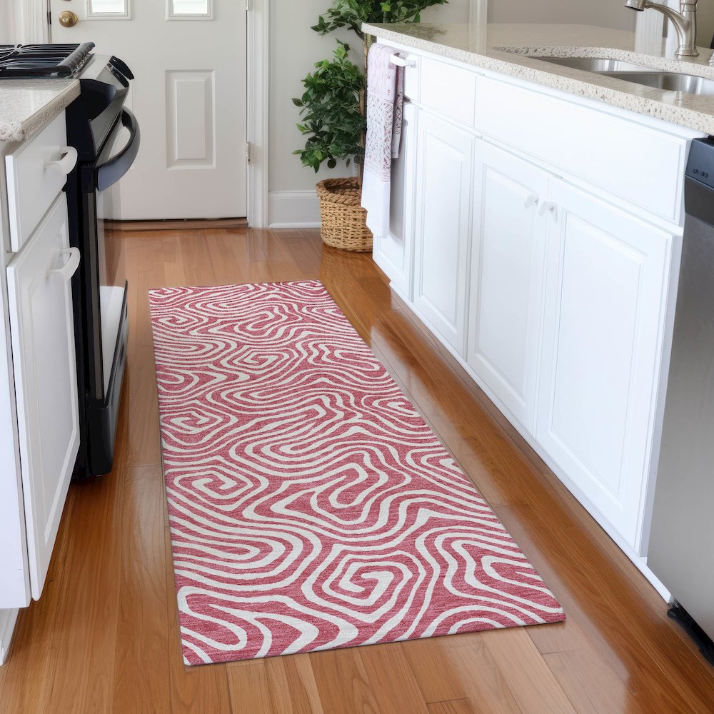 Premium Machine Washable Mayfield AMF1030 Blush 2'3" x 7'6" Runner Rug. Picture 5