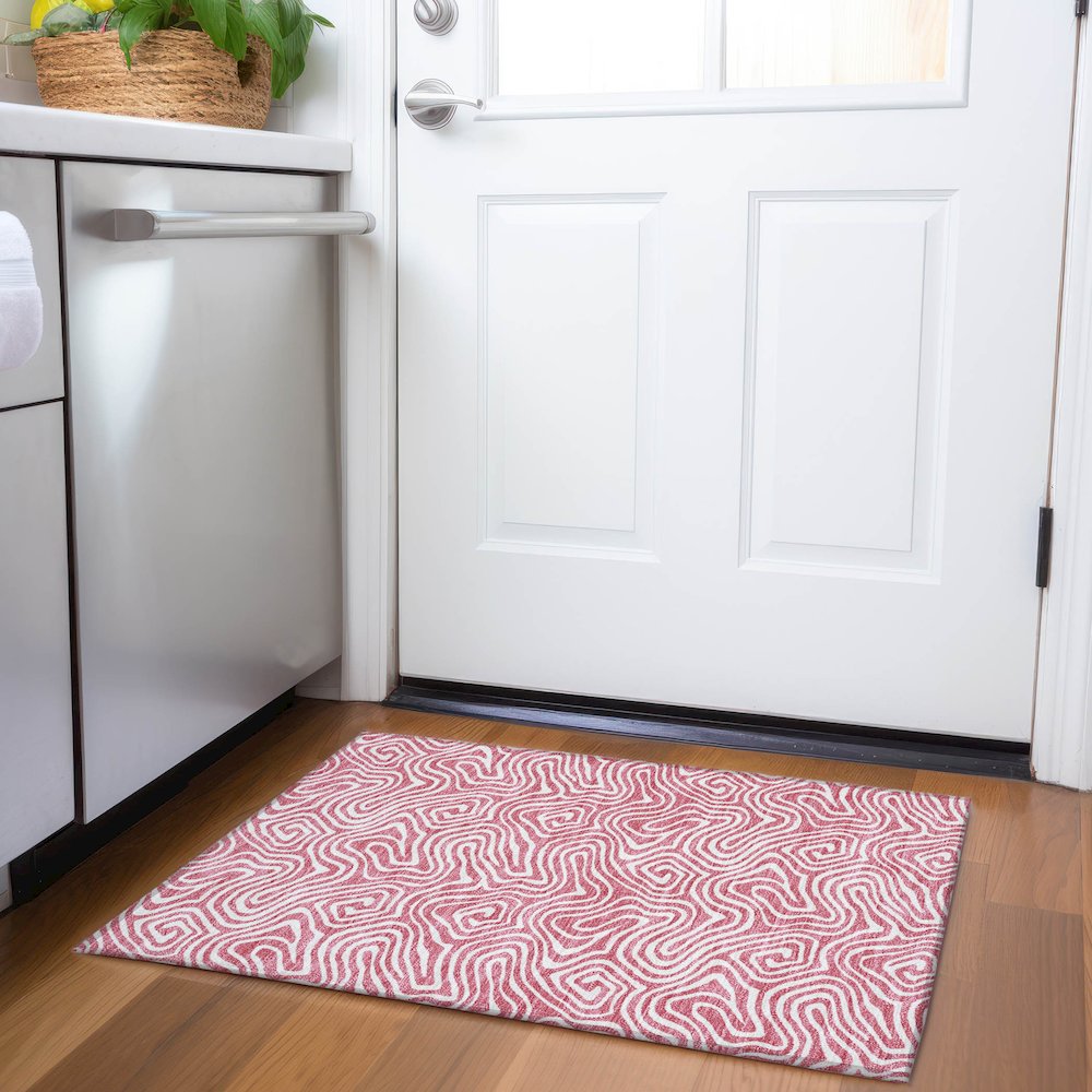 Premium Machine Washable Mayfield AMF1030 Blush 1'8" x 2'6" Rug. Picture 5