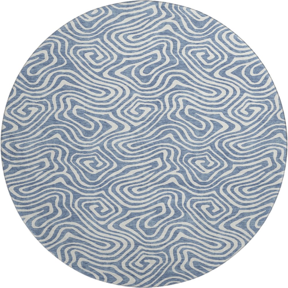 Premium Machine Washable Mayfield AMF1030 Denim 8' x 8' Round Rug. Picture 1