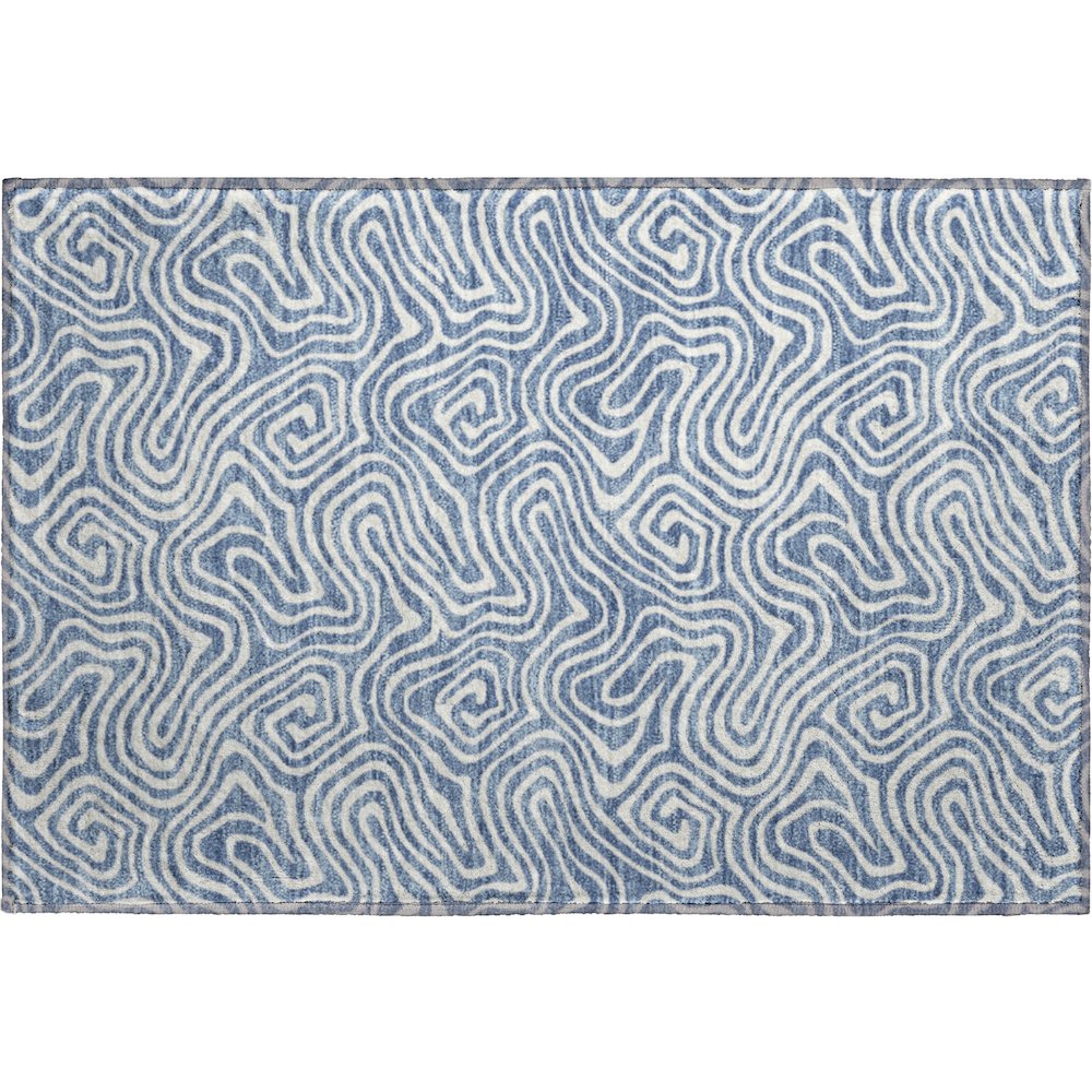 Premium Machine Washable Mayfield AMF1030 Denim 1'8" x 2'6" Rug. Picture 1