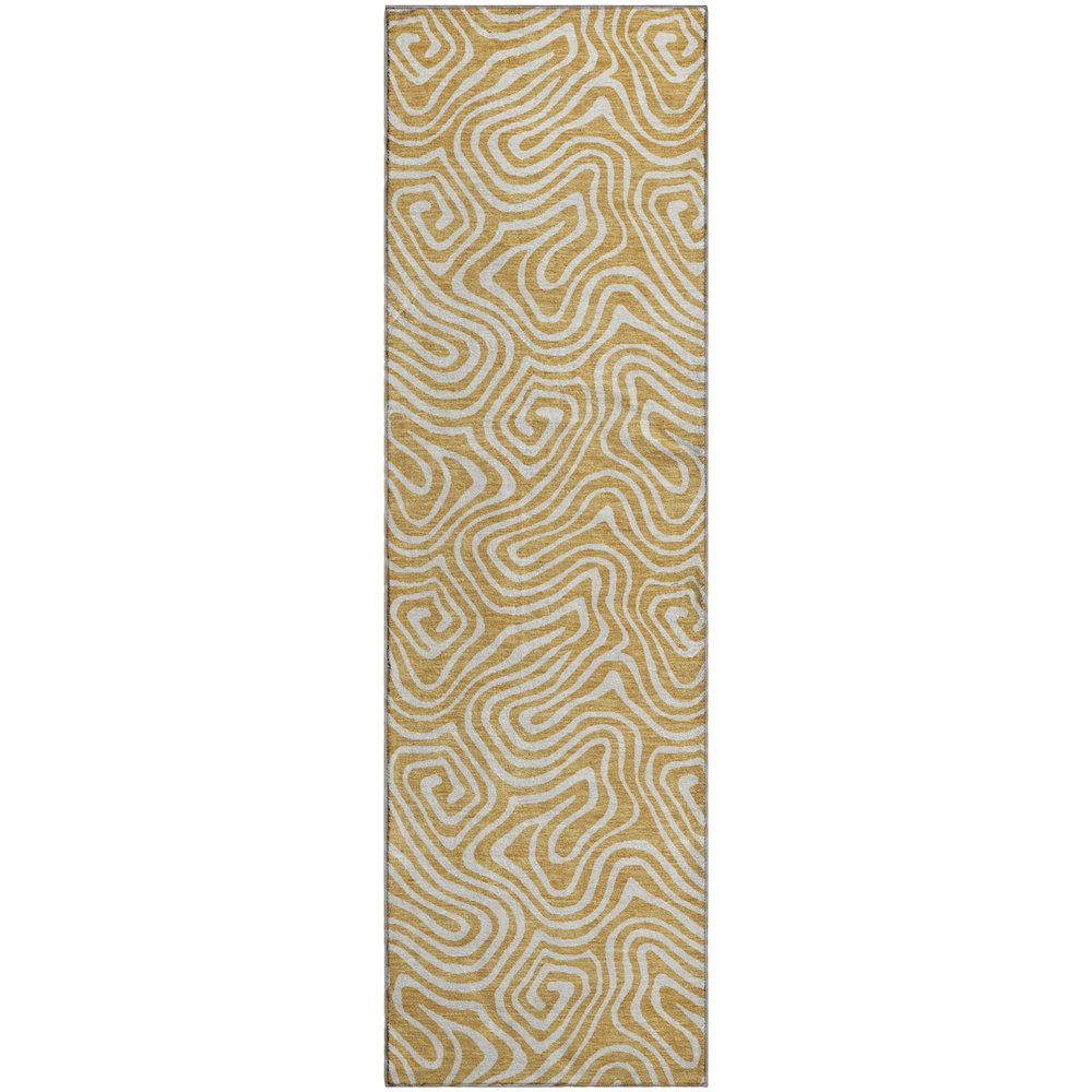 Premium Machine Washable Mayfield AMF1030 Gold 2'3" x 7'6" Runner Rug. Picture 1
