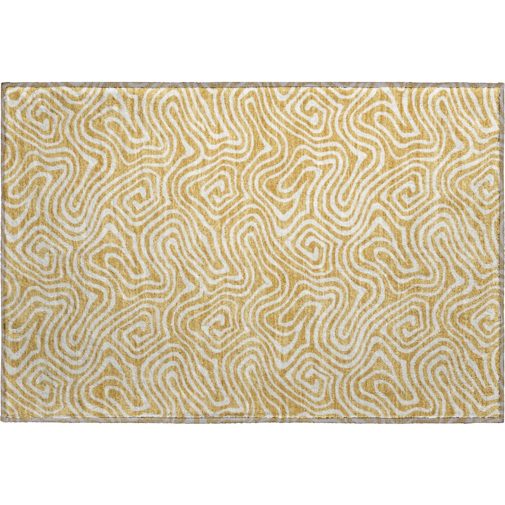 Premium Machine Washable Mayfield AMF1030 Gold 1'8" x 2'6" Rug. Picture 1