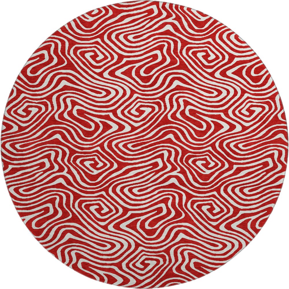Premium Machine Washable Mayfield AMF1030 Red 8' x 8' Round Rug. Picture 1