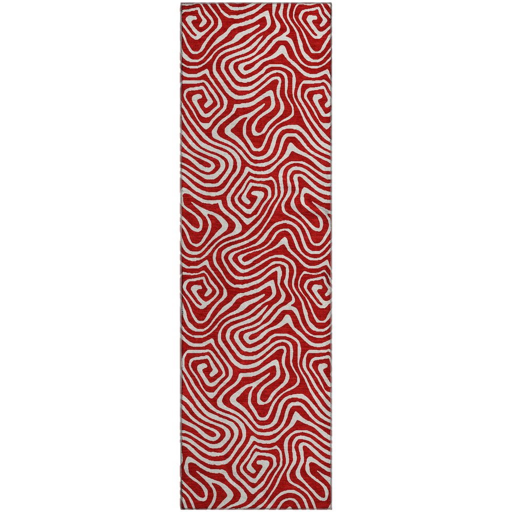 Premium Machine Washable Mayfield AMF1030 Red 2'3" x 7'6" Runner Rug. Picture 1