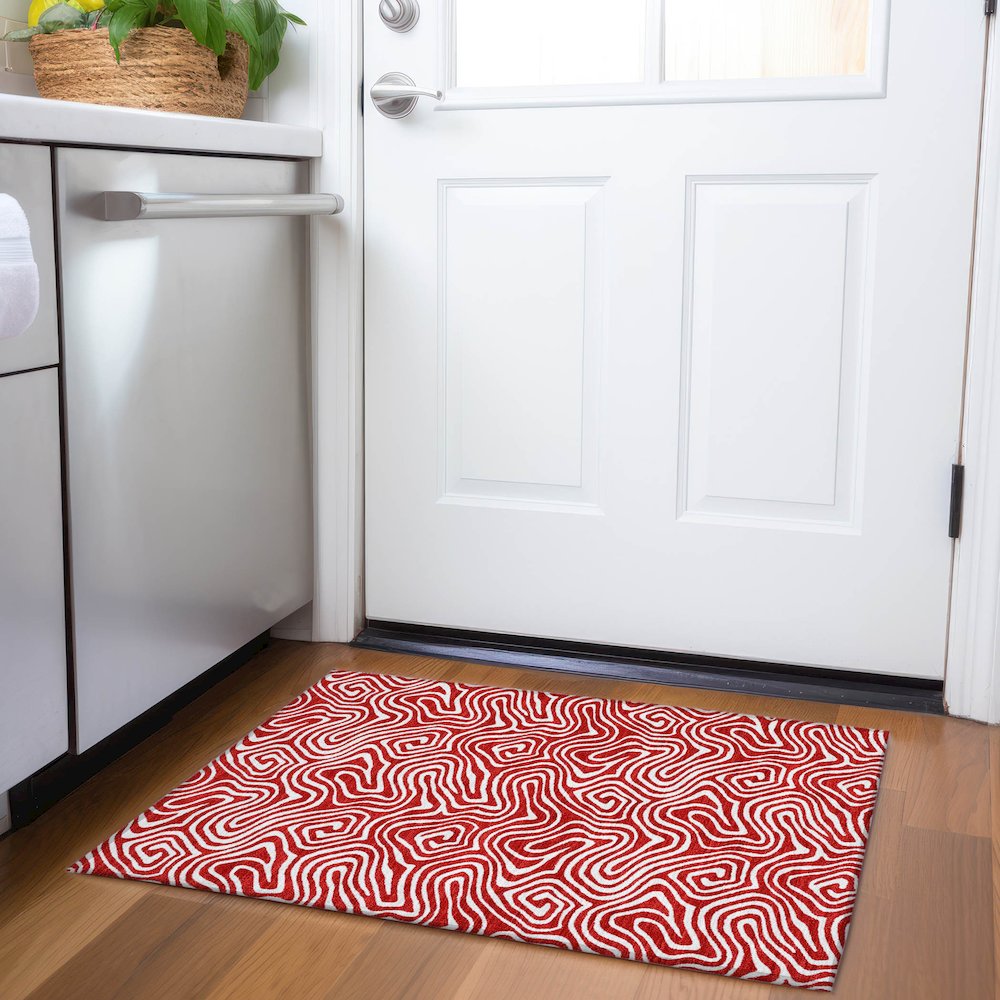 Premium Machine Washable Mayfield AMF1030 Red 1'8" x 2'6" Rug. Picture 5