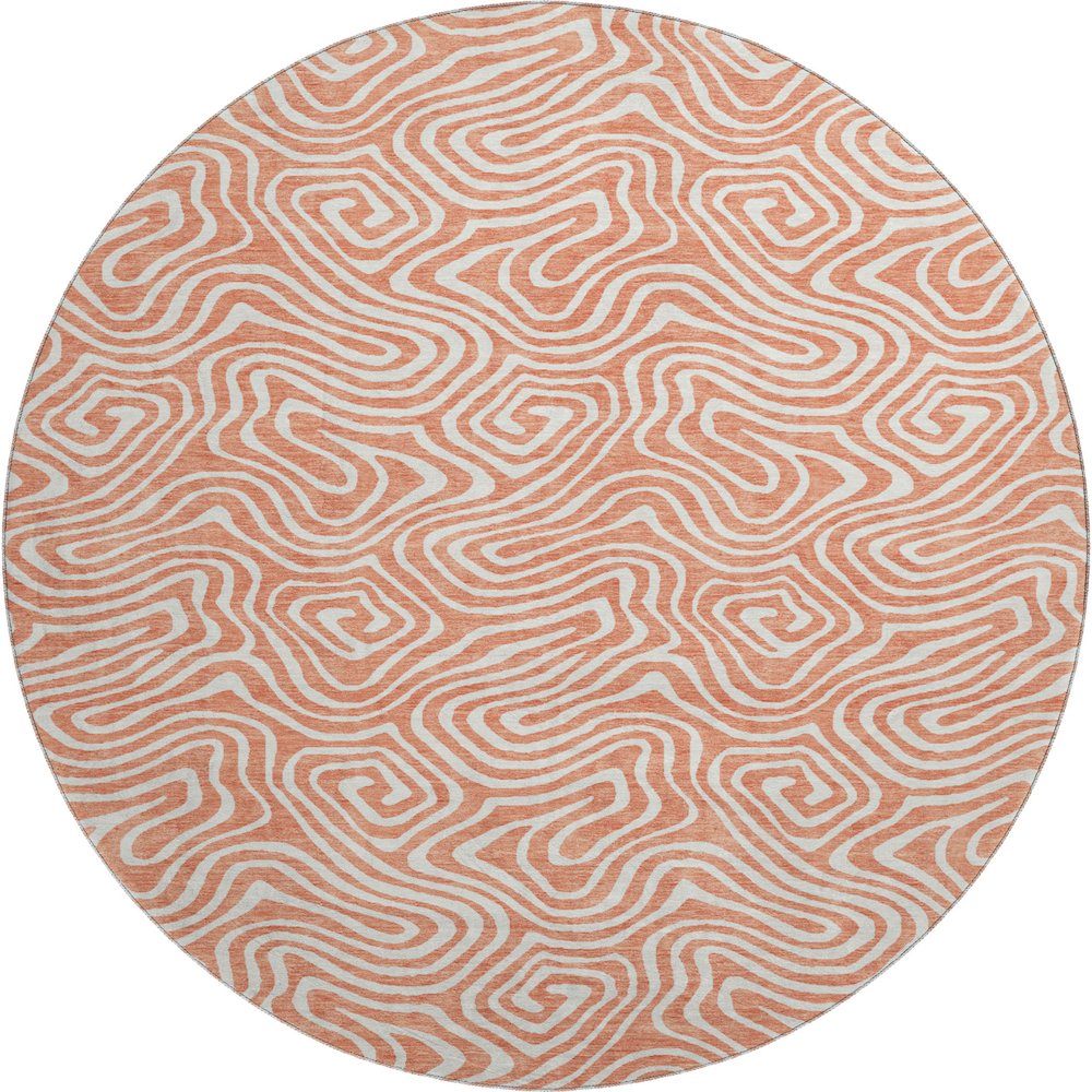 Premium Machine Washable Mayfield AMF1030 Salmon 8' x 8' Round Rug. Picture 1