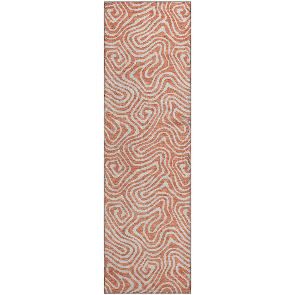 Premium Machine Washable Mayfield AMF1030 Salmon 2'3" x 7'6" Runner Rug. Picture 1