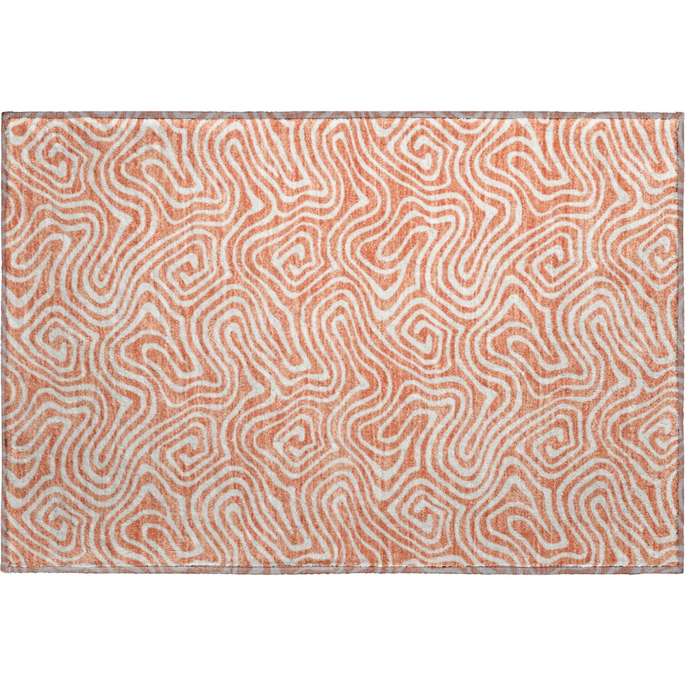 Premium Machine Washable Mayfield AMF1030 Salmon 1'8" x 2'6" Rug. Picture 1