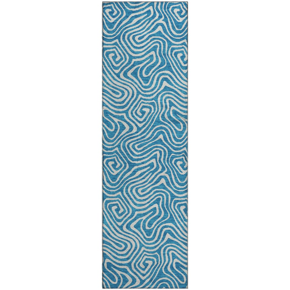 Premium Machine Washable Mayfield AMF1030 Teal 2'3" x 7'6" Runner Rug. Picture 1